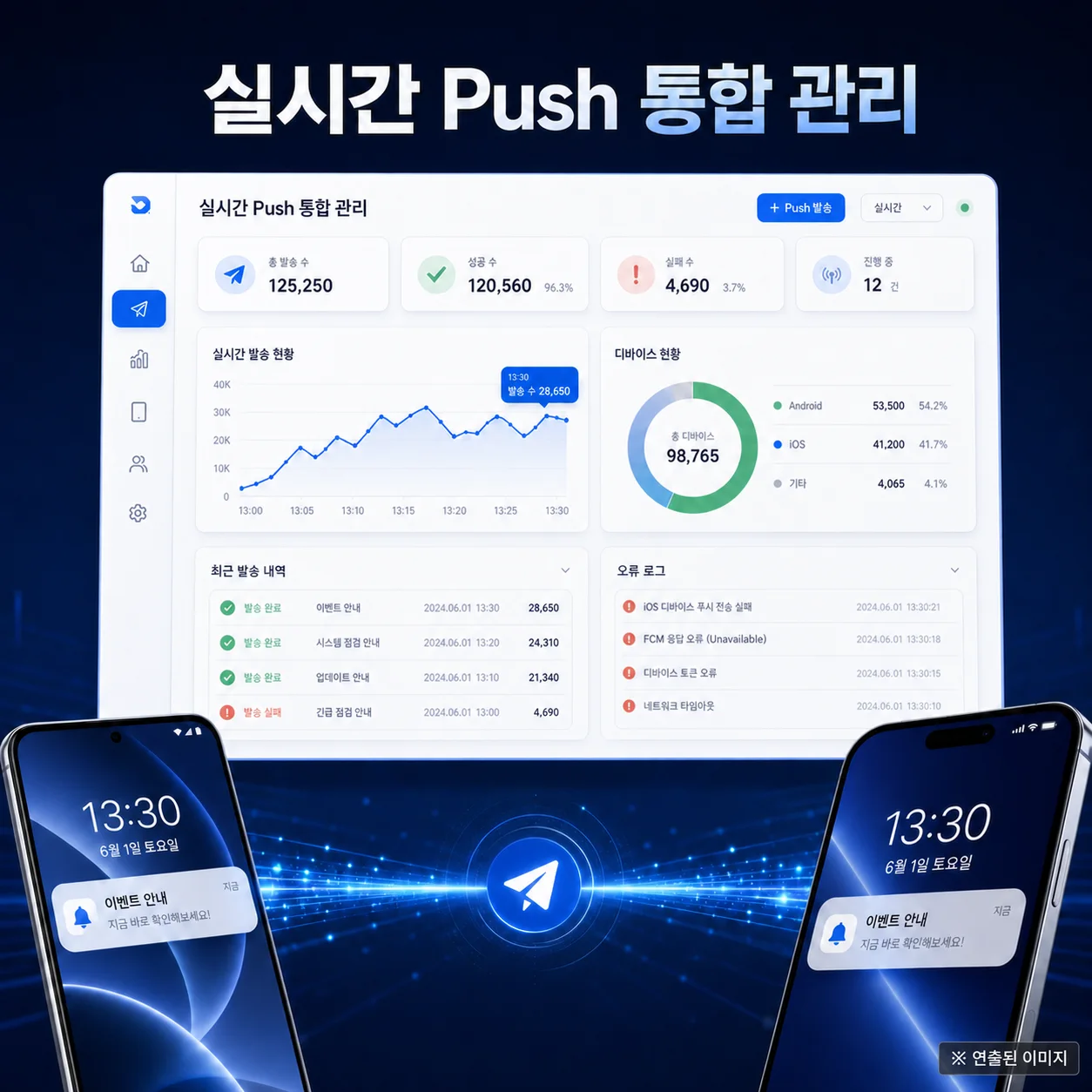 Push 관리 화면 연출 이미지