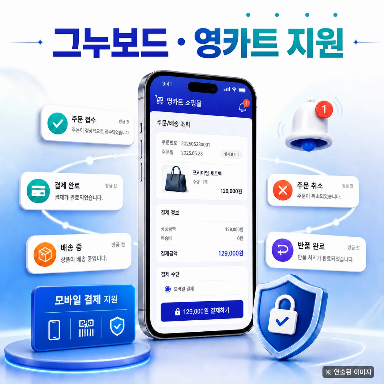 영카트 쇼핑 연동 연출 이미지